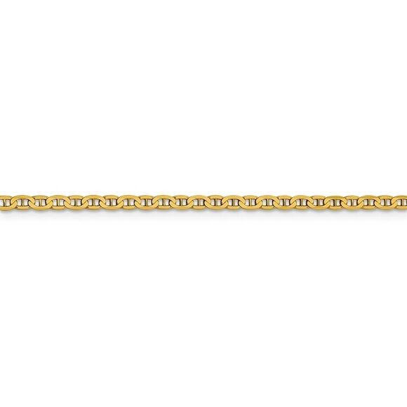 2.4mm 14k Yellow Gold Solid Concave Anchor Chain Anklet, 10 Inch - Picture 2 of 5